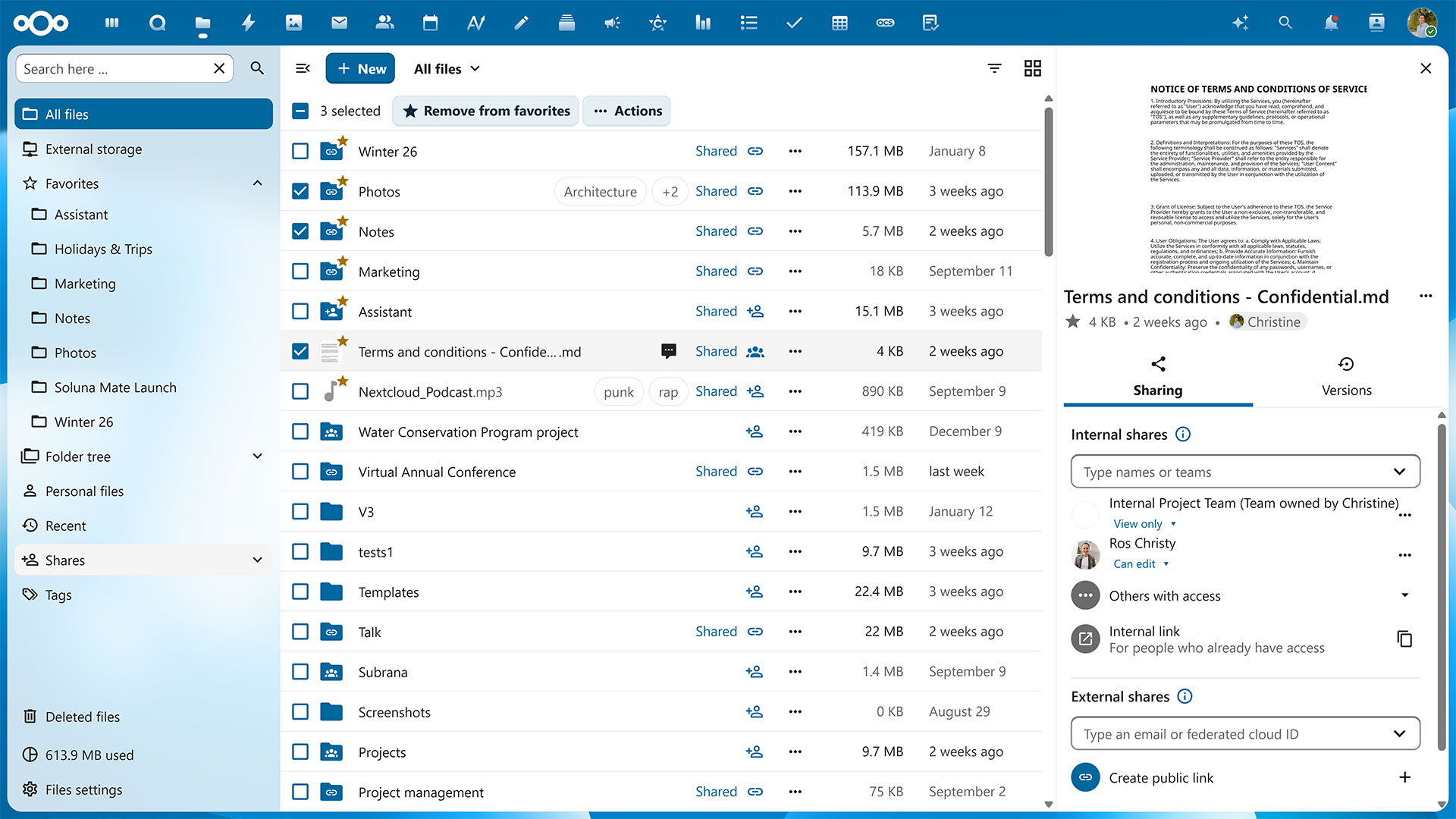 Nextcloud Files – Dateiverwaltung mit Synchronisation auf allen Geräten, Freigaben und Versionierung
