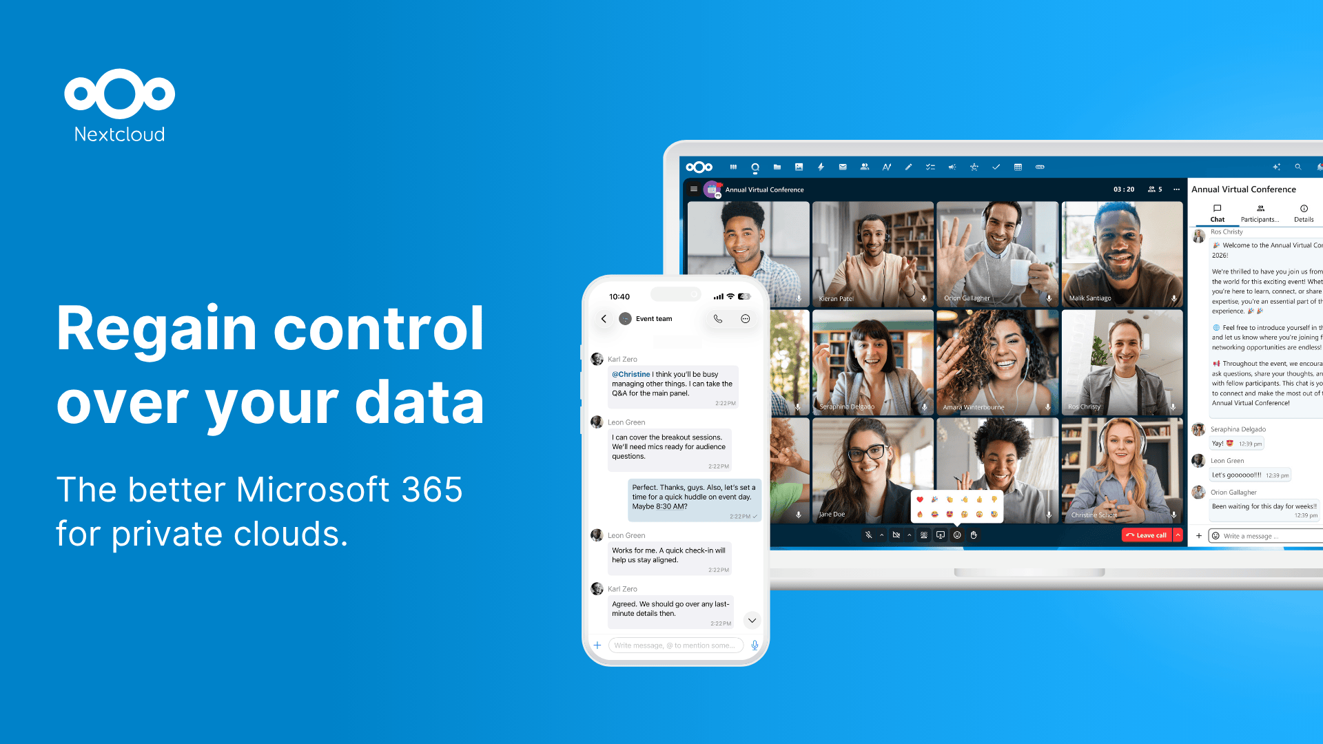 Nextcloud Hub – Übersicht aller Module: Dateien, Talk, Groupware und Office in einem Dashboard