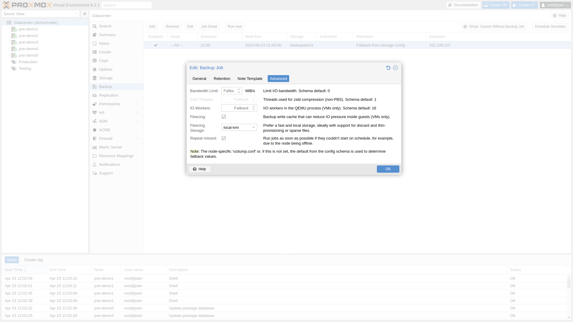 Proxmox VE Backup-Einstellungen – inkrementelle VM-Sicherung mit Deduplizierung und Verschlüsselung für KMU