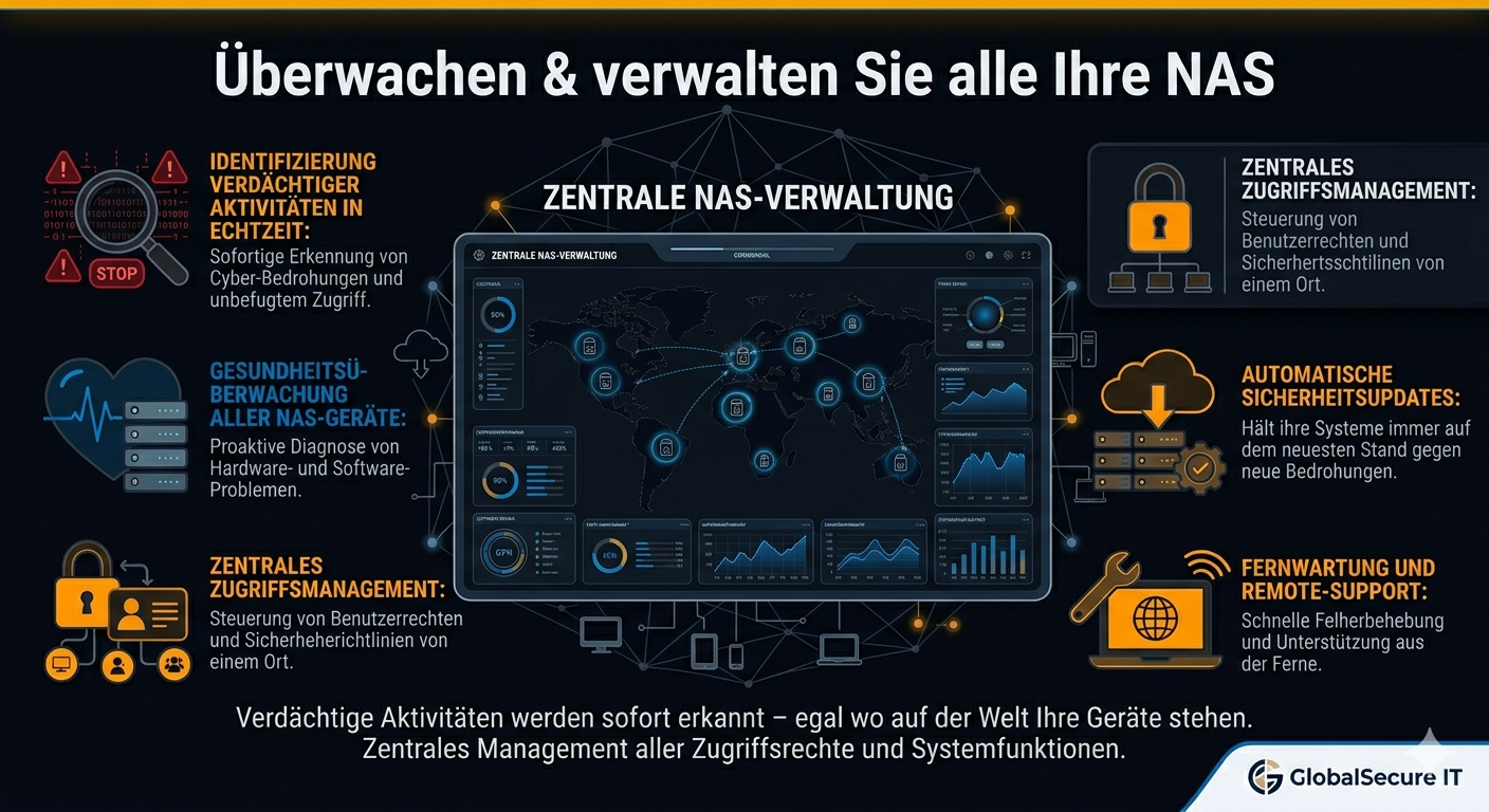 NAS-Monitoring Dashboard – zentrale Verwaltung, Sicherheitsüberwachung und Fernwartung für KMU in Kärnten
