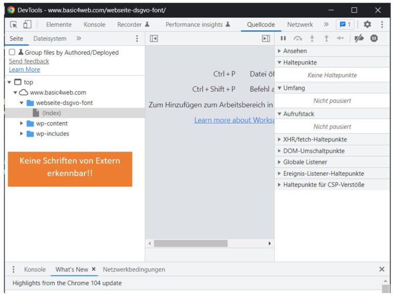 Chrome DevTools – Google Fonts Netzwerk-Anfragen analysieren