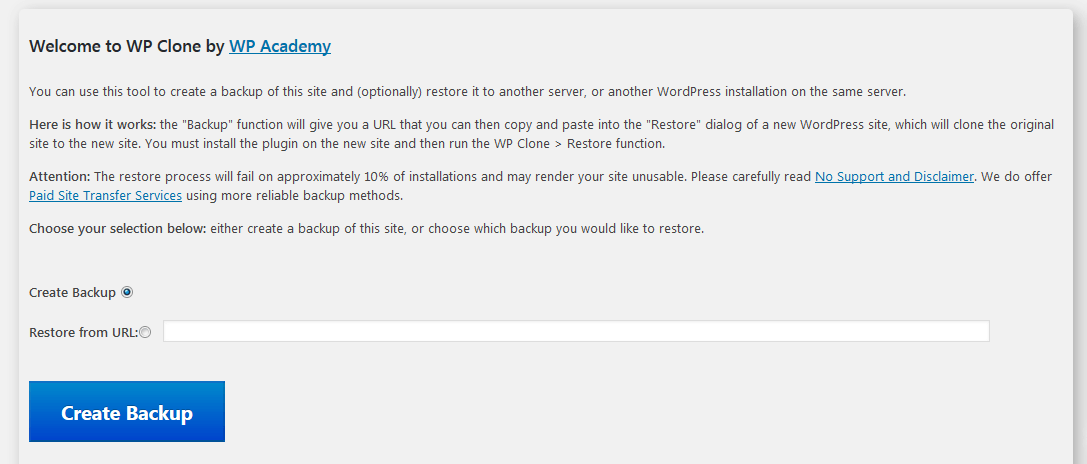 WordPress Clone Plugin